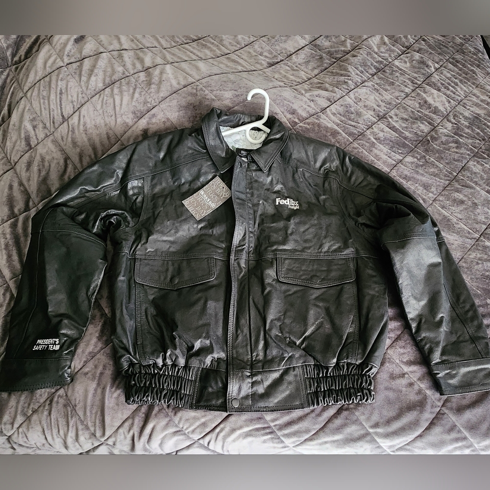 Burks Bay FedEx Black Leather Jacket